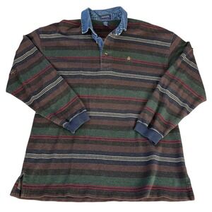 GANT Vintage Mens Large Striped Rugby Shirt Denim Collar Long Sleeve Multi Color